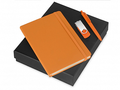Подарочный набор Vision Pro Plus soft-touch с флешкой, ручкой и блокнотом А5 (Оранжевый)