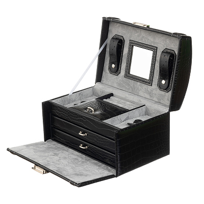 Шкатулка для украшений Jardin D'Ete, цвет черный,  "рептилия", 24,5 х 17 х 14,5 см