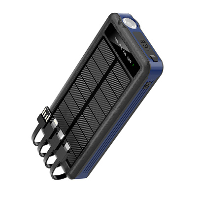 Внешний аккумулятор Xyron с солнечной панелью, 10000 mAh, синий (Черный/синий)