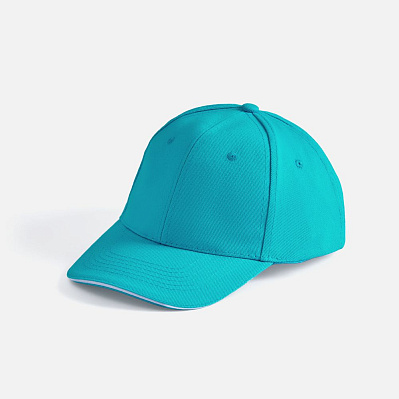 Бейсболка Buffalo, белая с темно-синим (Бирюзовый)