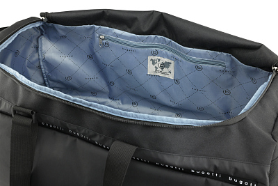 Сумка дорожная BUGATTI Blanc Delight, чёрная, нейлон RPET600D/тарпаулин/полиэстер, 67х32х29 см, 55 л