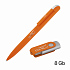 Набор ручка + флеш-карта 8 Гб в футляре, покрытие soft touch, оранжевый - Фото 2
