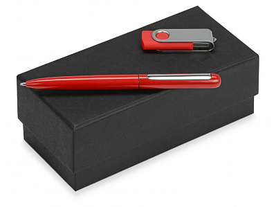 Подарочный набор Skate Mirror с ручкой и флешкой (Красный/серебристый)