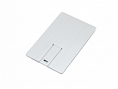 USB 2.0- флешка на 8 Гб в виде металлической карты, с раскладным чипом (Серебристый)