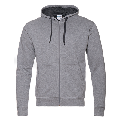 Толстовка мужская STAN с капюшоном на молнии футер с начёсом 280, 17 (Серый меланж)