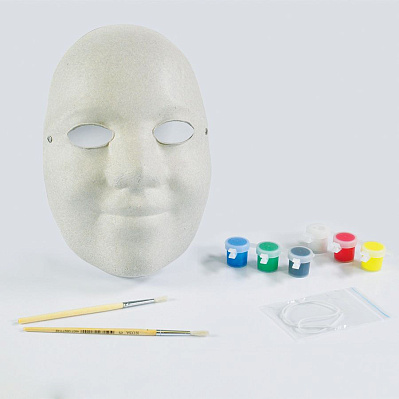 Набор для раскраски "МАСКА": маска, кисть, краски 6 шт., резинка (Некрашеный картон)