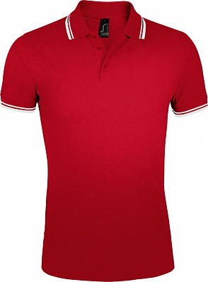 Рубашка поло мужская Pasadena Men 200 с контрастной отделкой, красная с белым (Красный)