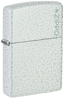 Зажигалка ZIPPO Logo с покрытием Glacier, латунь/сталь, белая, матовая, 38x13x57 мм