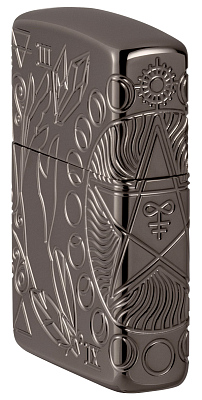 Зажигалка ZIPPO Armor® Wicca Design с покрытием Black Ice®, латунь/сталь, чёрная, 38x13x57 мм