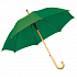 Зонт-трость с деревянной ручкой, полуавтомат; зеленый; D=103 см, L=90см; 100% полиэстер - Фото 1