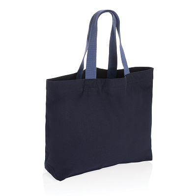 Большая сумка-шоппер Impact из переработанного неокрашенного канваса AWARE™, 240 г/м² (Темно-синий;)