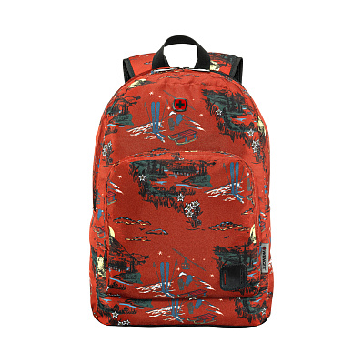 Рюкзак WENGER Crango 16'', кирпичный с рисунком "Альпы", полиэстер 600D, 33x22x46 см, 27 л (Красный)