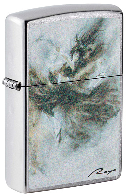 Зажигалка ZIPPO Luis Royo с покрытием Street Chrome, латунь/сталь, серебристая, 38x13x57 мм (Серебристый)