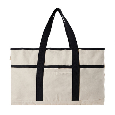 Пляжная сумка VINGA Volonne из переработанного канваса и rPET AWARE™ (Кремовый; черный)