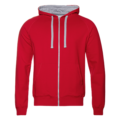 Толстовка мужская STAN с капюшоном на молнии футер без начёса 260, 61 (Красный)