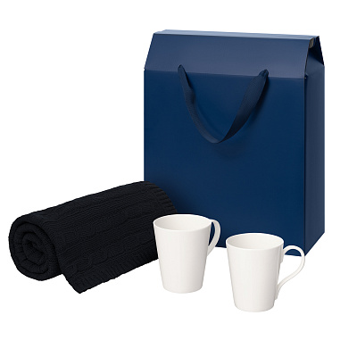 Подарочный набор Vesta, Fado, темно-синий в коробке-пакете (две фарфоровых кружки) (Синий, белый)