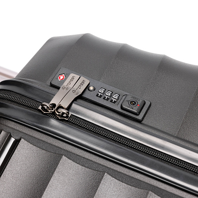 Чемодан TORBER Nevo, чёрный, полипропилен, 49 х 28 х 76 см, 95 л