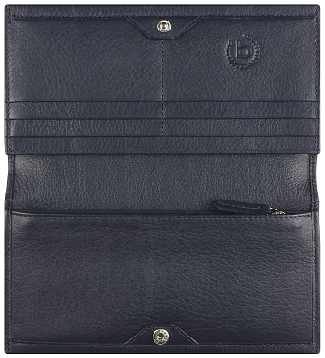 Кошелёк женский BUGATTI Lady Top, тёмно-синий, натуральная воловья кожа, 19,5х2х10 см