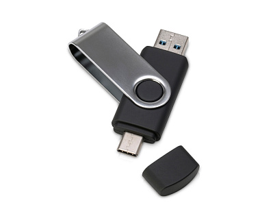 USB3.0/USB Type-C флешка на 32 Гб Квебек C (Черный)