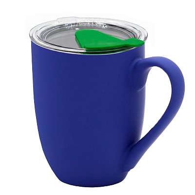 Кружка с крышкой Velvet Duo, софт-тач, тёмно-синяя/зелёная (Темно-синий/ зеленый) Кружка с крышкой Velvet Duo, софт-тач, тёмно-синяя/зелёная (Темно-синий/ зеленый)