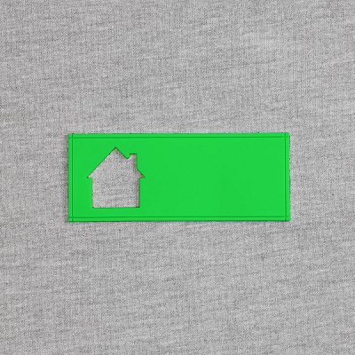 Лейбл из ПВХ с вырубкой «Дом», зеленый неон