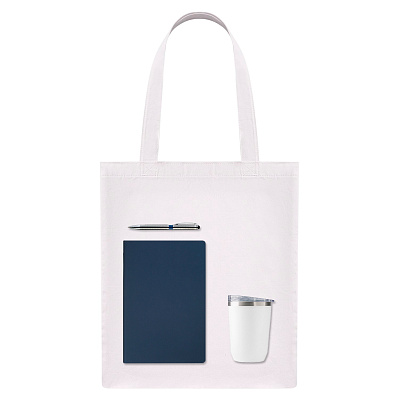 Подарочный набор Welcome pack, синий (шоппер, ежедневник, ручка, термокружка) (Белый)