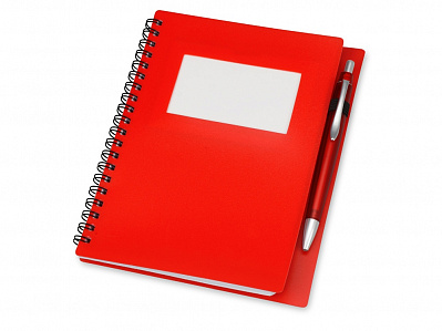 Блокнот Контакт с ручкой (Красный, серебристый)