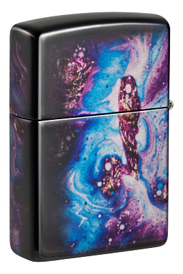 Зажигалка ZIPPO Universe Astro с покрытием 540 Tumbled Chrome, латунь/сталь, сиреневая, 38x13x57 мм