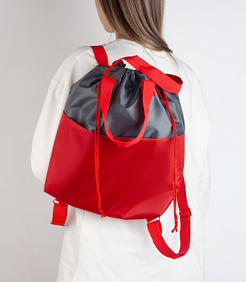 Сумка-рюкзак "Carry", серый с бирюзовым, серый с красным