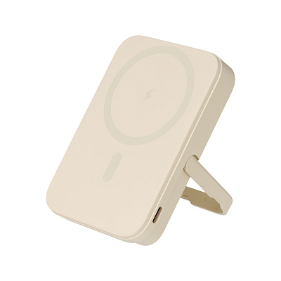 Внешний аккумулятор Union PD 10000mAh с функцией беспроводной зарядки 15W, бежевый