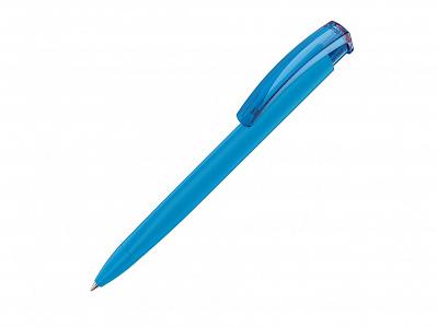 Ручка пластиковая шариковая трехгранная Trinity K transparent Gum soft-touch (Голубой)