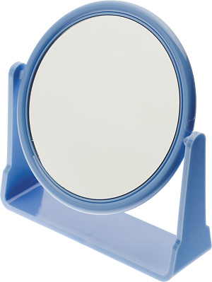 Зеркало Dewal Beauty настольное, в оправе синего цвета, на пластковой подставке, 175x160х10мм (Синий)