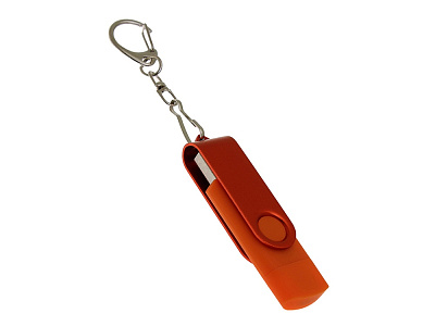 USB 2.0- флешка на 64 Гб с поворотным механизмом и дополнительным разъемом Type-C (Оранжевый)
