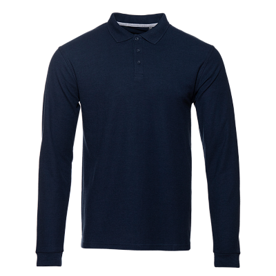 Рубашка поло мужская STAN длинный рукав хлопок/полиэстер 185, 104S (Тёмно-синий)