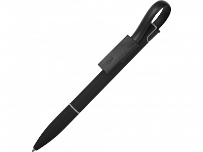 Ручка металлическая шариковая Connect с кабелем USB 2 в 1 (Черный)