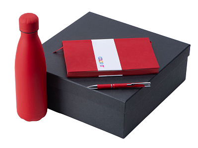 Подарочный набор Color it с блокнотом, металлической ручкой и термобутылкой (Красный) Подарочный набор Color it с блокнотом, металлической ручкой и термобутылкой (Красный)