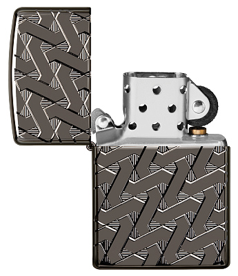 Зажигалка ZIPPO Armor® с покрытием High Polish Black Ice®, латунь/сталь, чёрная, 38x13x57 мм