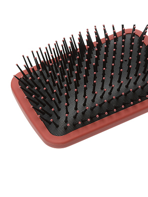 Щетка массажная Dewal Beauty серия "Прованс" с пластиковым штифтом, квадратная, коричневая13 рядов