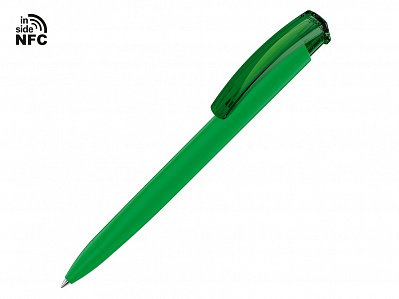 Ручка пластиковая шариковая трехгранная Trinity K transparent Gum soft-touch с чипом передачи информации NFC (Темно-зеленый)