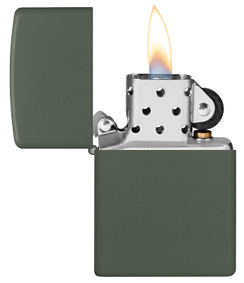 Зажигалка ZIPPO Classic с покрытием Green Matte, латунь/сталь, зелёная, матовая, 38x13x57 мм