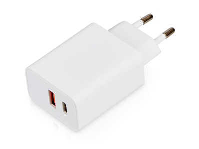 Сетевое зарядное устройство c выходами USB-A и USB-C и быстрой зарядкой QC/PD Recharger Pro, 30 Вт (Белый)
