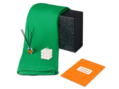 Подарочный набор Re:y. Cocoon с пледом, свечой и диффузором (Зеленый)