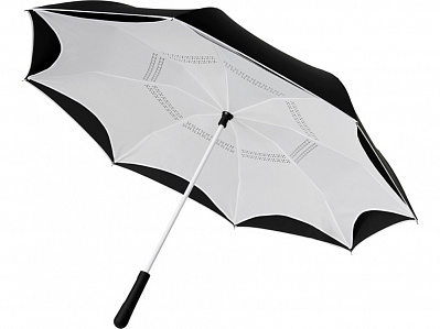 Зонт-трость Yoon с обратным сложением (Белый/черный)