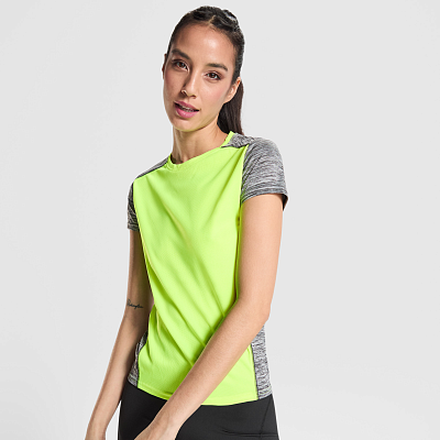 Спортивная футболка ZOLDER WOMAN женская, ФЛУОРЕСЦЕНТНЫЙ ЖЕЛТЫЙ/ПЁСТРЫЙ ЧЕРНЫЙ S (Флуоресцентный желтый/Пёстрый черный)