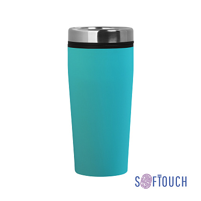 Термостакан "Европа", покрытие soft touch, 0,5 л., синий  (Бирюзовый)