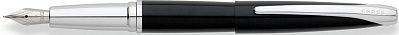 Перьевая ручка Cross ATX. Цвет - глянцевый черный/серебро. Перо - сталь, тонкое (Черный)
