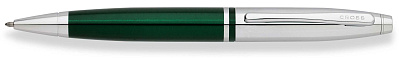 Шариковая ручка Cross Calais. Цвет - зеленый + серебристый. (Зеленый)