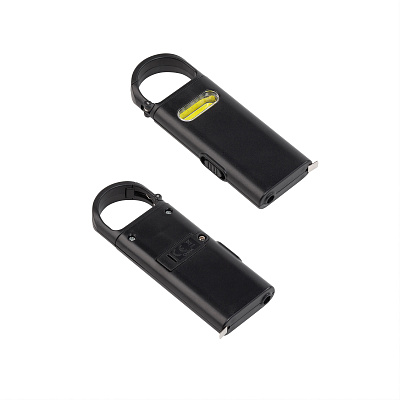 Фонарик "Spark" с рулеткой и карабином, черный (Чёрный)