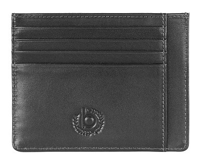 Портмоне для кредитных карт BUGATTI Primo, чёрное, натуральная воловья кожа, 11,5х0,5х9 см