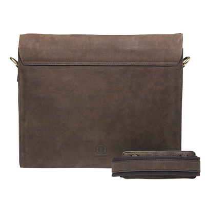 Сумка KLONDIKE «Brett», натуральная кожа в темно-коричневом цвете, 38 х 33 х 7 см